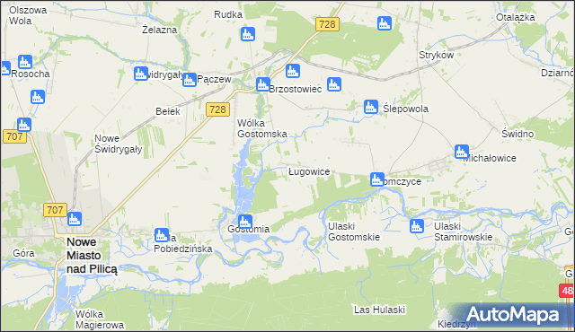 mapa Ługowice, Ługowice na mapie Targeo