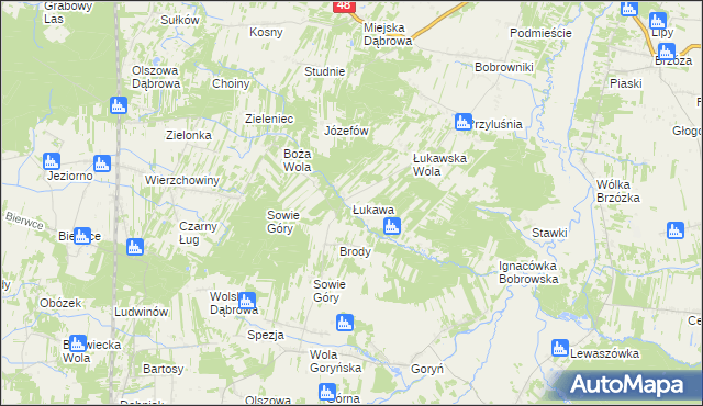 mapa Łukawa gmina Głowaczów, Łukawa gmina Głowaczów na mapie Targeo