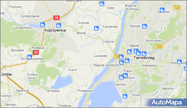 mapa Łukowiec gmina Koprzywnica, Łukowiec gmina Koprzywnica na mapie Targeo