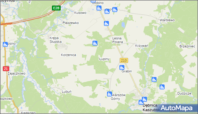 mapa Łupiny gmina Słupsk, Łupiny gmina Słupsk na mapie Targeo