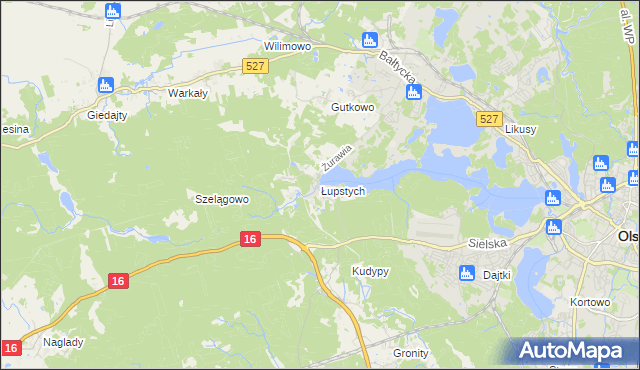 mapa Łupstych, Łupstych na mapie Targeo