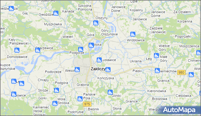 mapa Lusławice gmina Zakliczyn, Lusławice gmina Zakliczyn na mapie Targeo