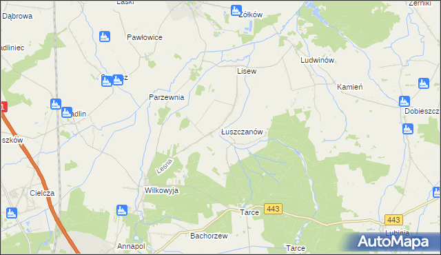 mapa Łuszczanów, Łuszczanów na mapie Targeo