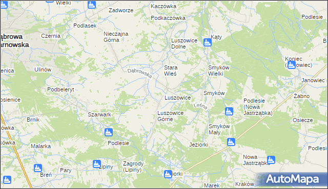 mapa Luszowice gmina Radgoszcz, Luszowice gmina Radgoszcz na mapie Targeo