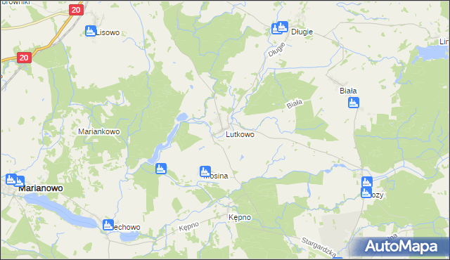 mapa Lutkowo gmina Dobrzany, Lutkowo gmina Dobrzany na mapie Targeo