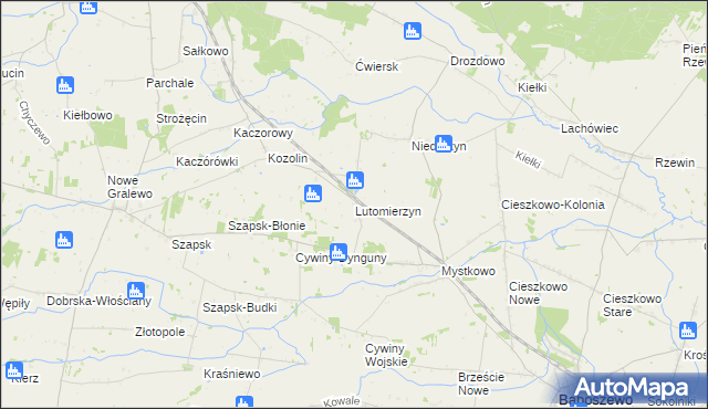 mapa Lutomierzyn, Lutomierzyn na mapie Targeo