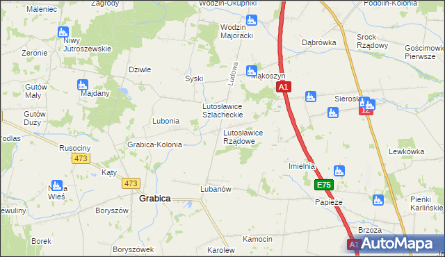 mapa Lutosławice Rządowe, Lutosławice Rządowe na mapie Targeo