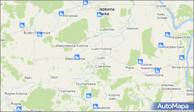 mapa Łuzki gmina Jabłonna Lacka, Łuzki gmina Jabłonna Lacka na mapie Targeo