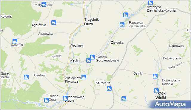 mapa Łychów Gościeradowski, Łychów Gościeradowski na mapie Targeo