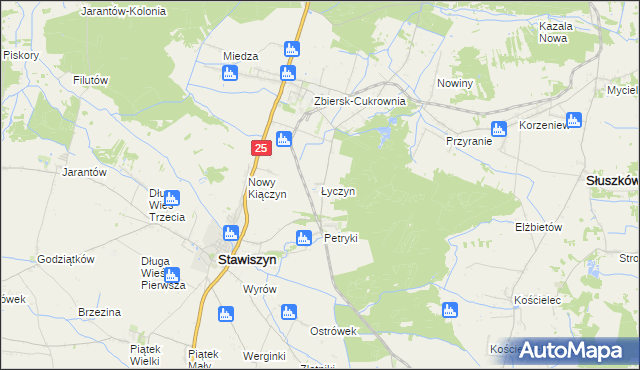 mapa Łyczyn gmina Stawiszyn, Łyczyn gmina Stawiszyn na mapie Targeo