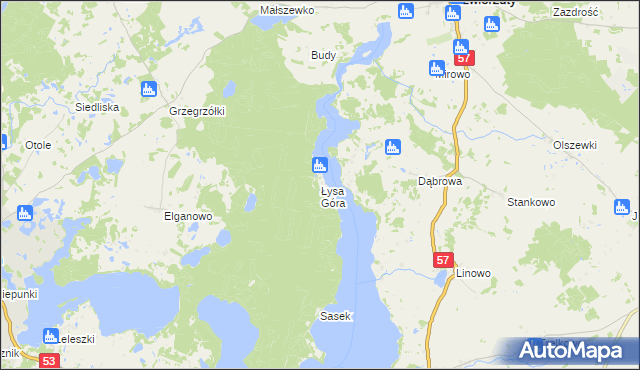 mapa Łysa Góra gmina Pasym, Łysa Góra gmina Pasym na mapie Targeo