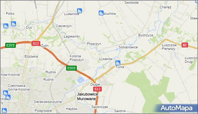mapa Łysaków gmina Wólka, Łysaków gmina Wólka na mapie Targeo