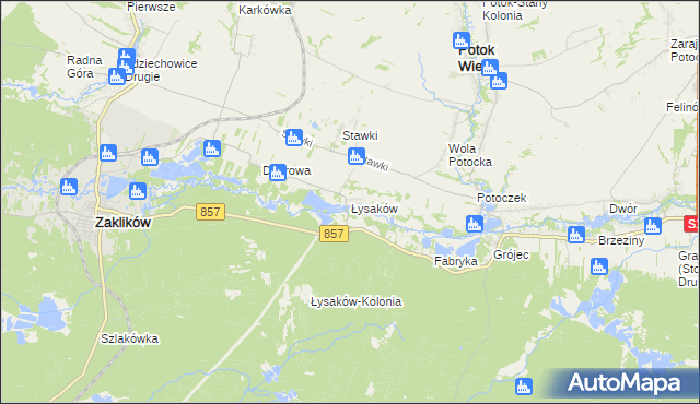 mapa Łysaków gmina Zaklików, Łysaków gmina Zaklików na mapie Targeo
