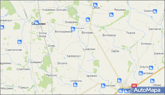 mapa Łysakowo gmina Gozdowo, Łysakowo gmina Gozdowo na mapie Targeo