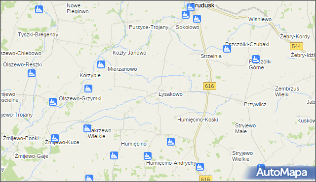 mapa Łysakowo gmina Grudusk, Łysakowo gmina Grudusk na mapie Targeo