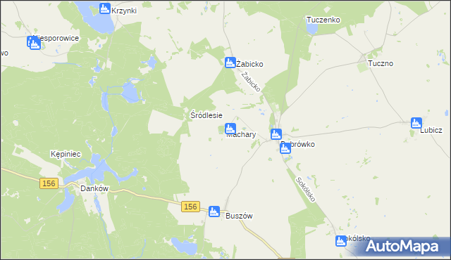 mapa Machary gmina Strzelce Krajeńskie, Machary gmina Strzelce Krajeńskie na mapie Targeo