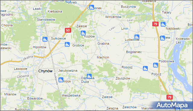 mapa Machcin gmina Chynów, Machcin gmina Chynów na mapie Targeo