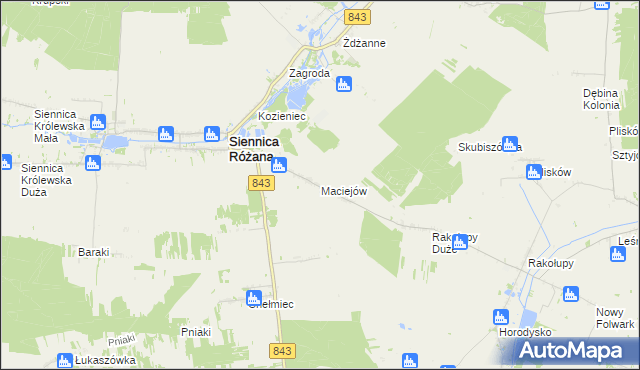 mapa Maciejów gmina Siennica Różana, Maciejów gmina Siennica Różana na mapie Targeo