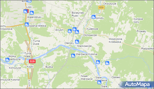 mapa Maćkowicze, Maćkowicze na mapie Targeo