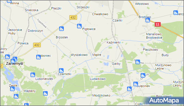 mapa Mądre, Mądre na mapie Targeo