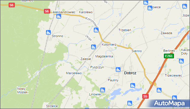 mapa Magdalenka gmina Dobrcz, Magdalenka gmina Dobrcz na mapie Targeo