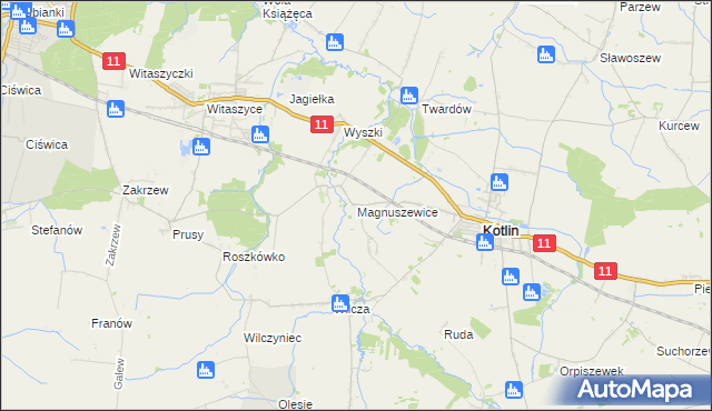mapa Magnuszewice, Magnuszewice na mapie Targeo