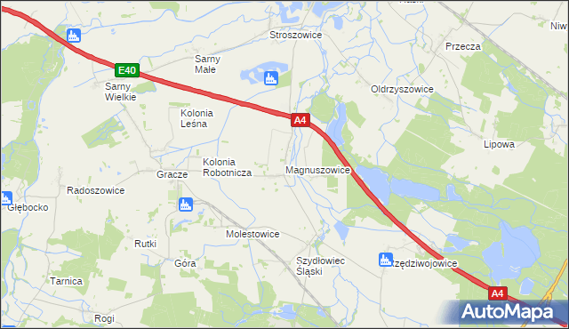 mapa Magnuszowice, Magnuszowice na mapie Targeo