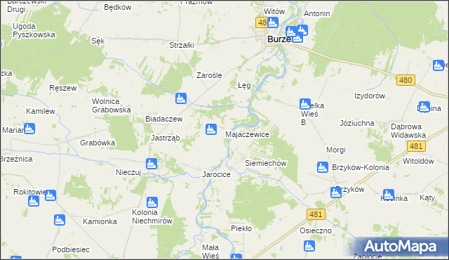 mapa Majaczewice, Majaczewice na mapie Targeo