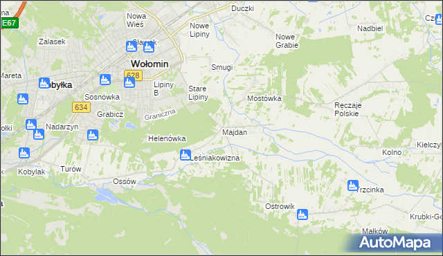 mapa Majdan gmina Wołomin, Majdan gmina Wołomin na mapie Targeo