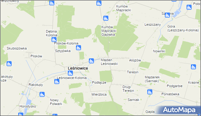 mapa Majdan Leśniowski, Majdan Leśniowski na mapie Targeo