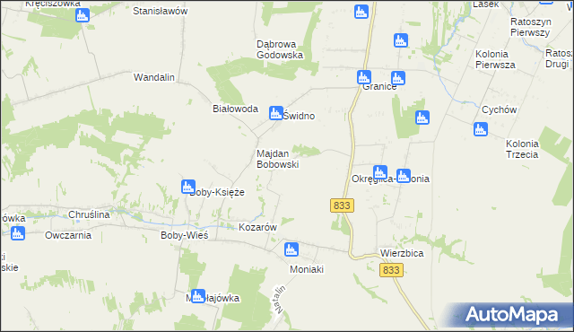 mapa Majdan Moniacki, Majdan Moniacki na mapie Targeo