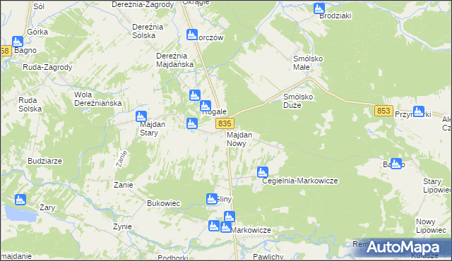 mapa Majdan Nowy, Majdan Nowy na mapie Targeo