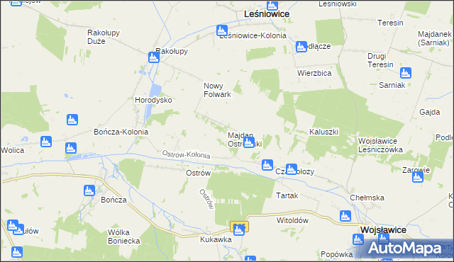 mapa Majdan Ostrowski, Majdan Ostrowski na mapie Targeo