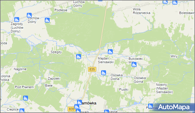 mapa Majdan Sieniawski, Majdan Sieniawski na mapie Targeo