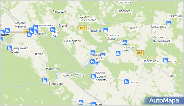 mapa Majdan Sopocki Drugi, Majdan Sopocki Drugi na mapie Targeo