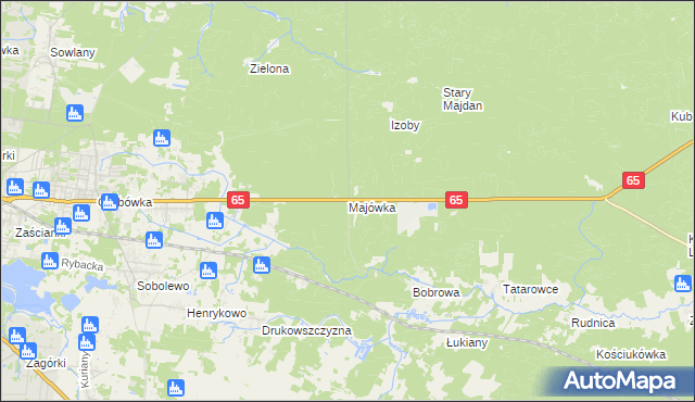 mapa Majówka gmina Supraśl, Majówka gmina Supraśl na mapie Targeo