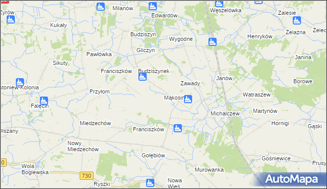 mapa Mąkosin, Mąkosin na mapie Targeo