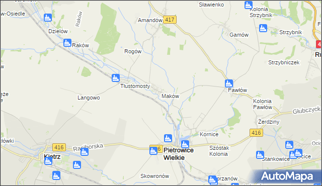 mapa Maków gmina Pietrowice Wielkie, Maków gmina Pietrowice Wielkie na mapie Targeo