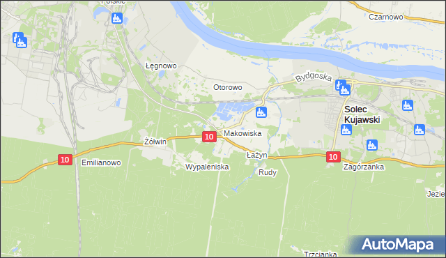 mapa Makowiska gmina Solec Kujawski, Makowiska gmina Solec Kujawski na mapie Targeo