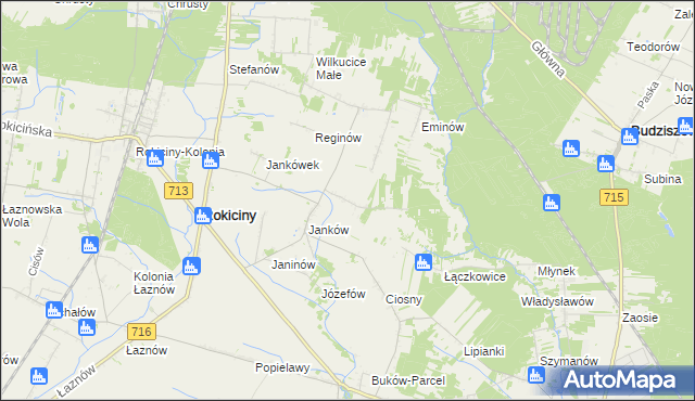 mapa Maksymilianów gmina Rokiciny, Maksymilianów gmina Rokiciny na mapie Targeo