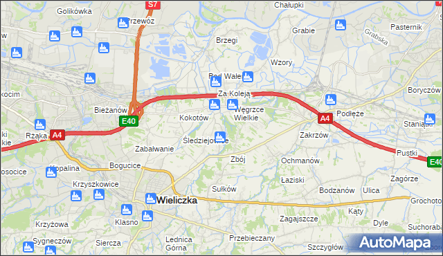 mapa Mała Wieś gmina Wieliczka, Mała Wieś gmina Wieliczka na mapie Targeo