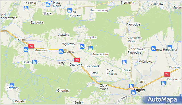 mapa Małacentów, Małacentów na mapie Targeo