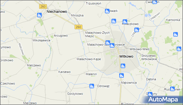 mapa Małachowo-Wierzbiczany, Małachowo-Wierzbiczany na mapie Targeo