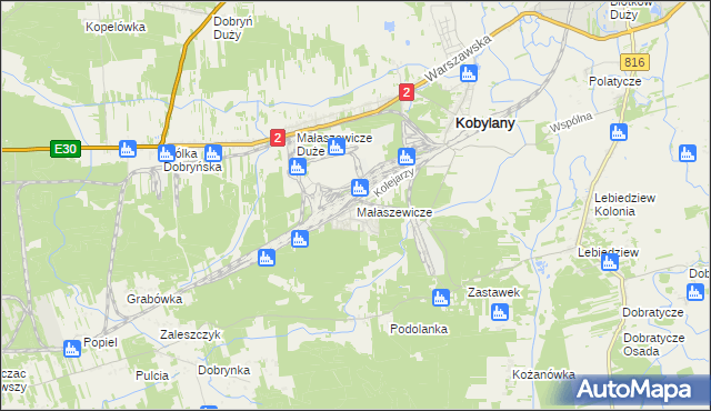 mapa Małaszewicze, Małaszewicze na mapie Targeo