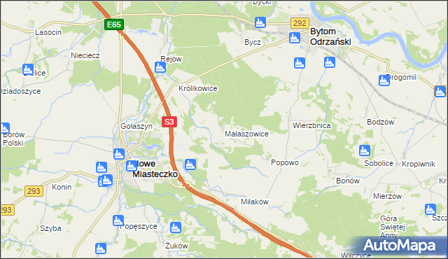 mapa Małaszowice, Małaszowice na mapie Targeo