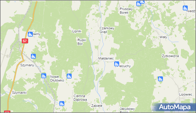 mapa Małdaniec, Małdaniec na mapie Targeo