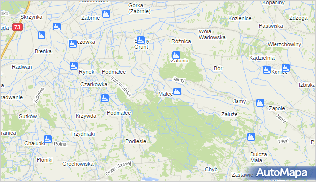 mapa Małec, Małec na mapie Targeo