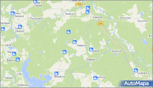 mapa Malęcino, Malęcino na mapie Targeo