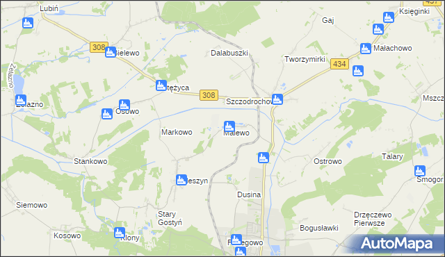 mapa Malewo gmina Gostyń, Malewo gmina Gostyń na mapie Targeo
