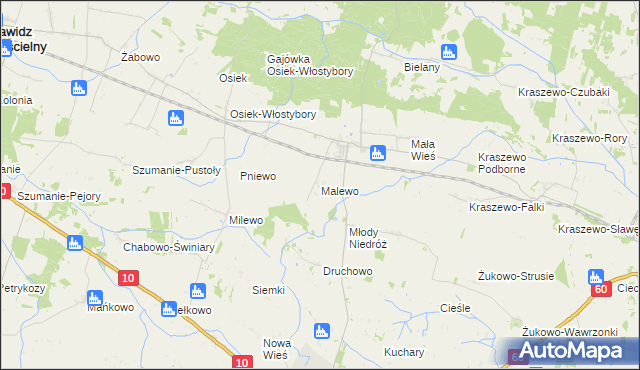 mapa Malewo gmina Raciąż, Malewo gmina Raciąż na mapie Targeo
